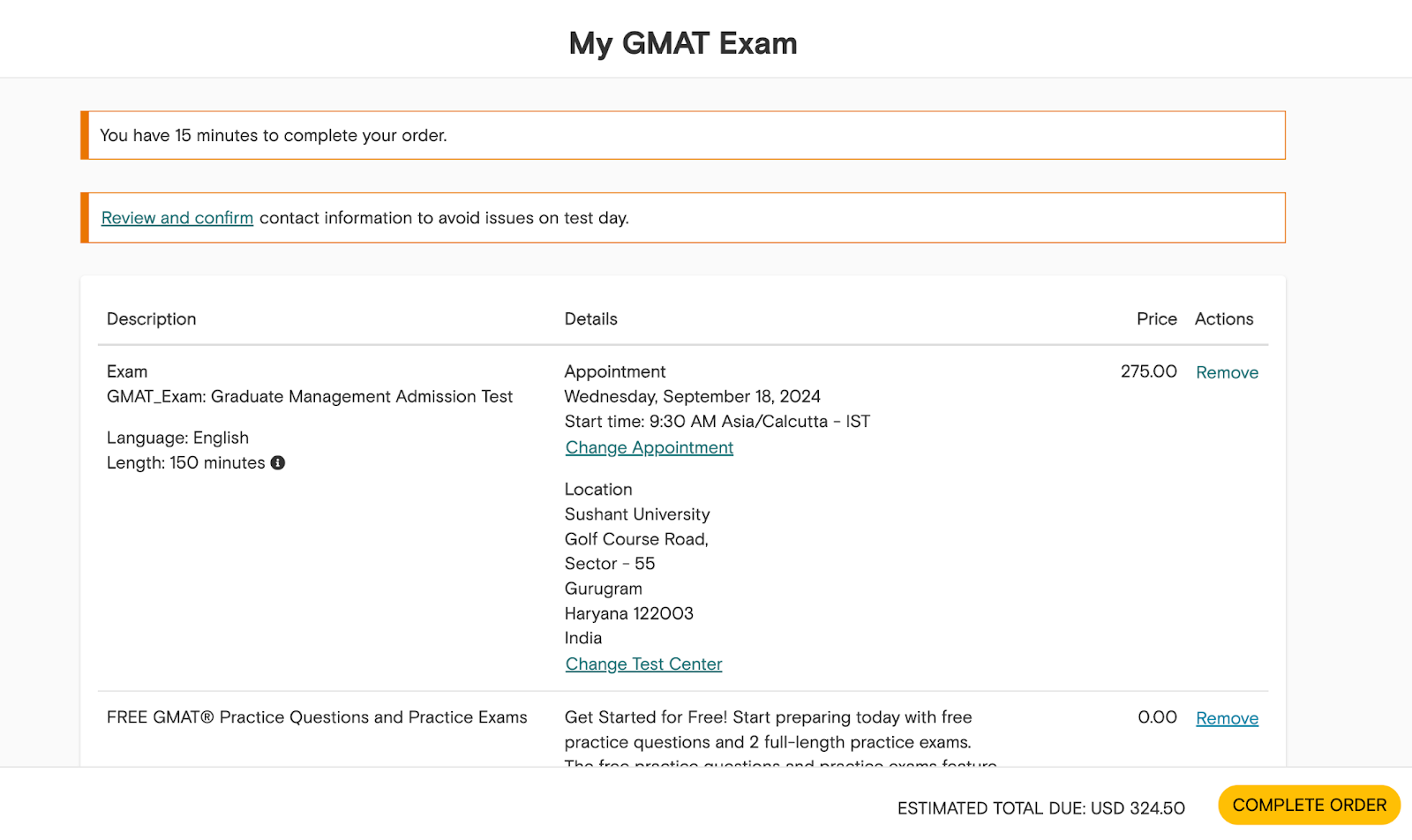 final step for gmat exam date booking process